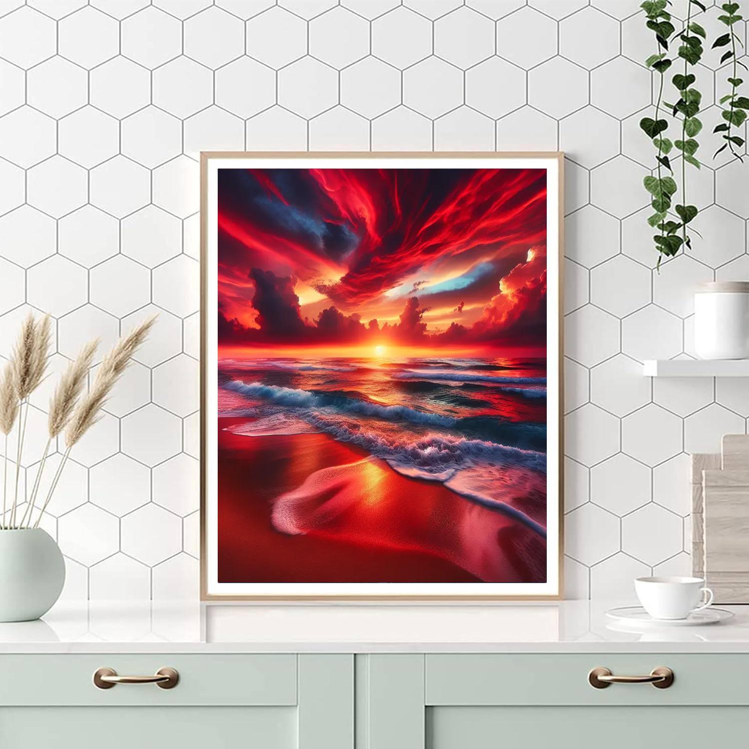 Crimson Horizon Sunset Numbered Painting Kits