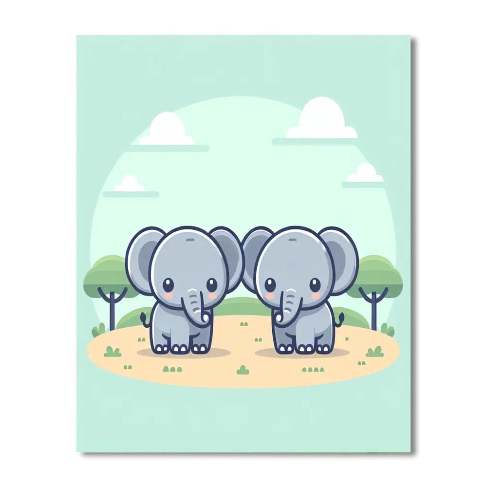 Cute Safari Elephants Number Painting