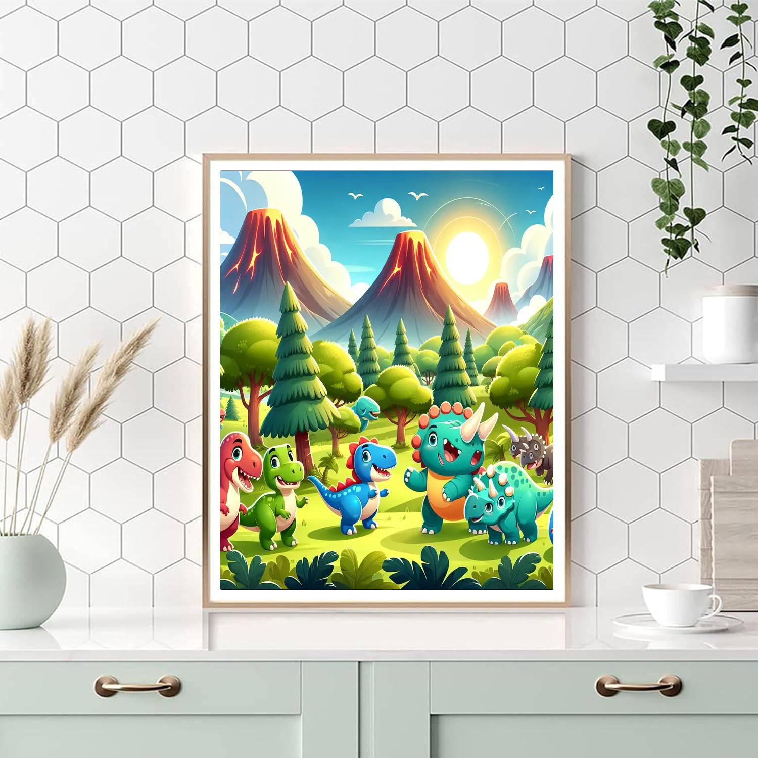 Dinosaur Adventureland Paint By Numbers Art