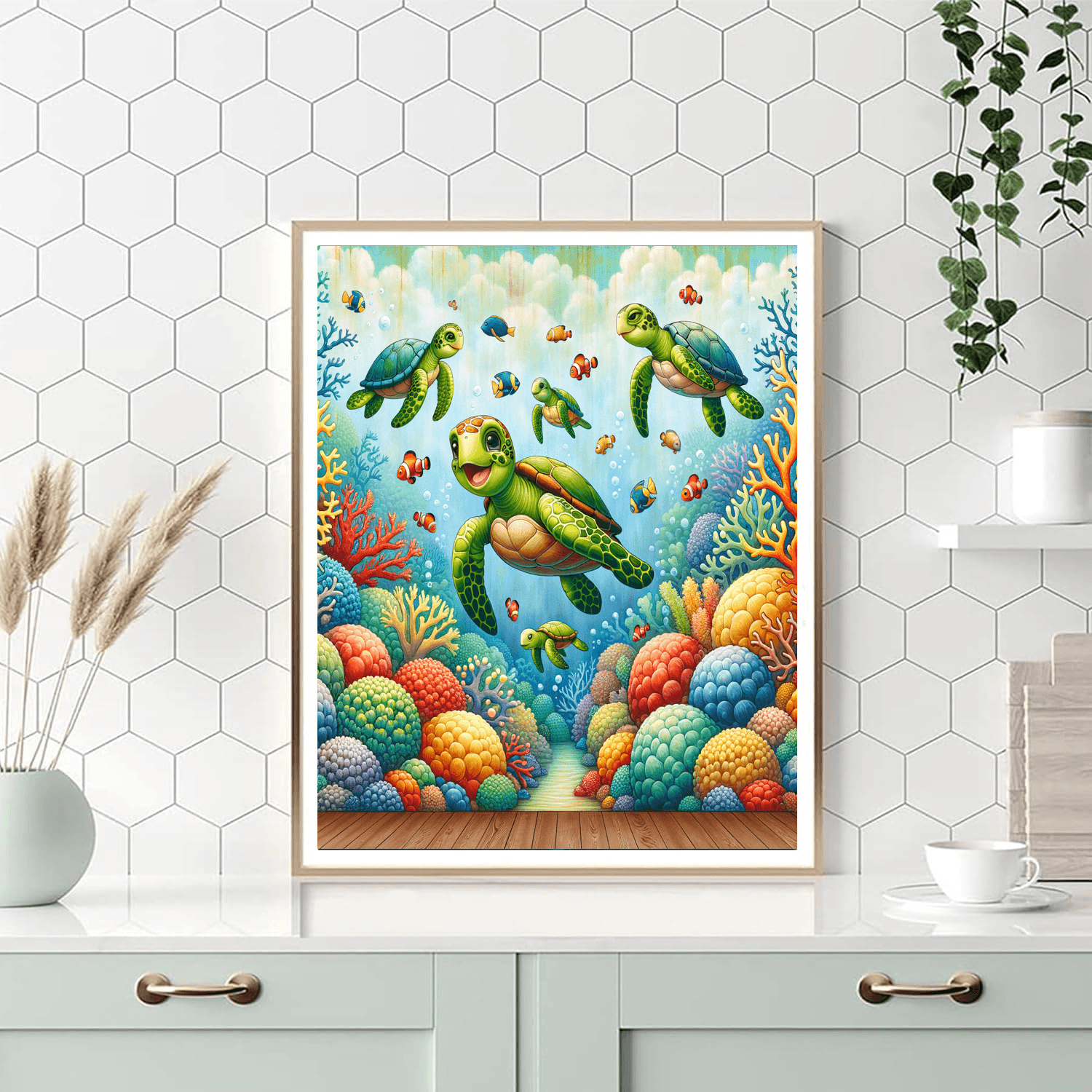 Fanciful Sea Turtles DIY Paint By Numbers