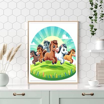 Galloping Horses Painting Number Kit