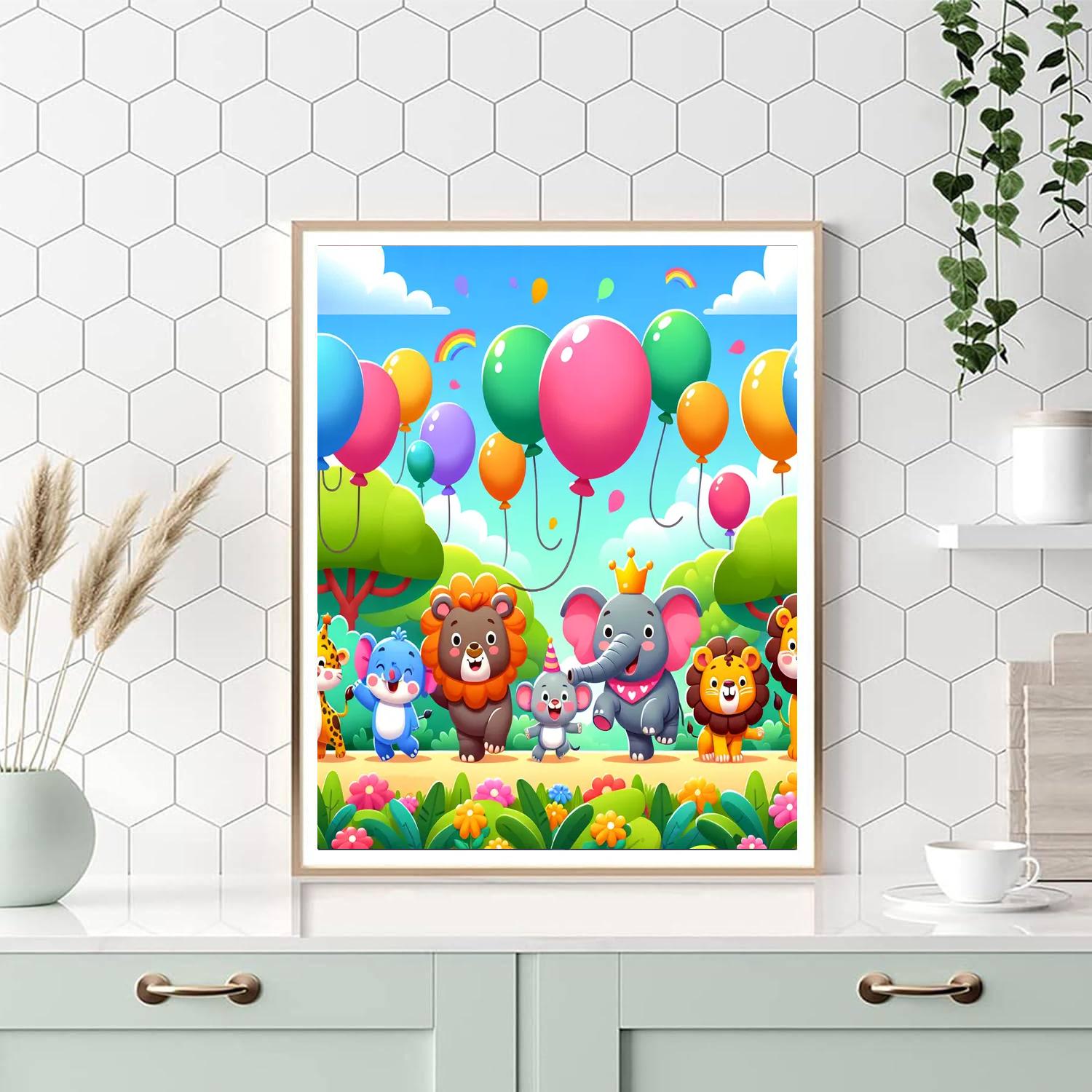 Animal Parade In The Park Painting Number Kit