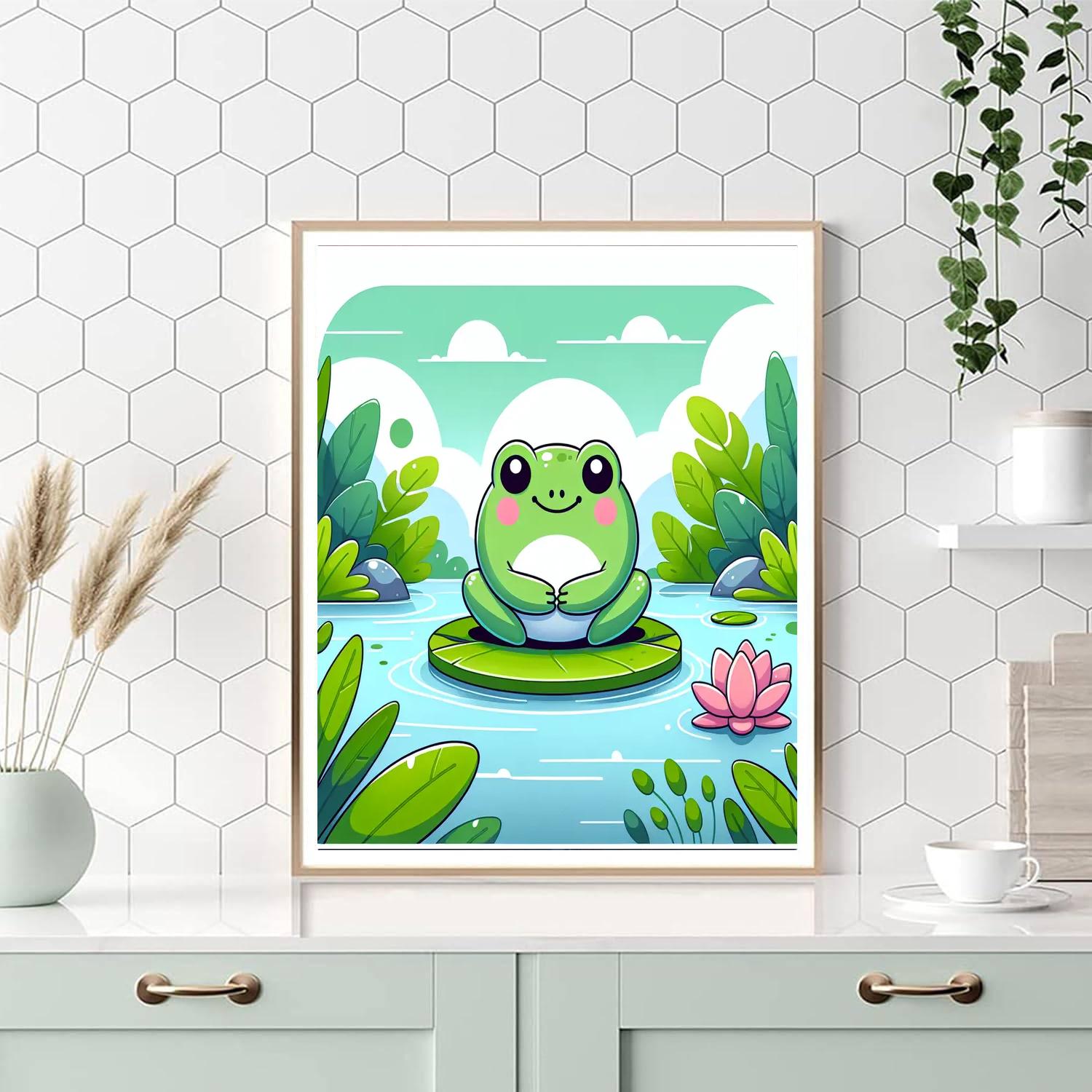 Charming Frog Pond Painting By Numbers Kit