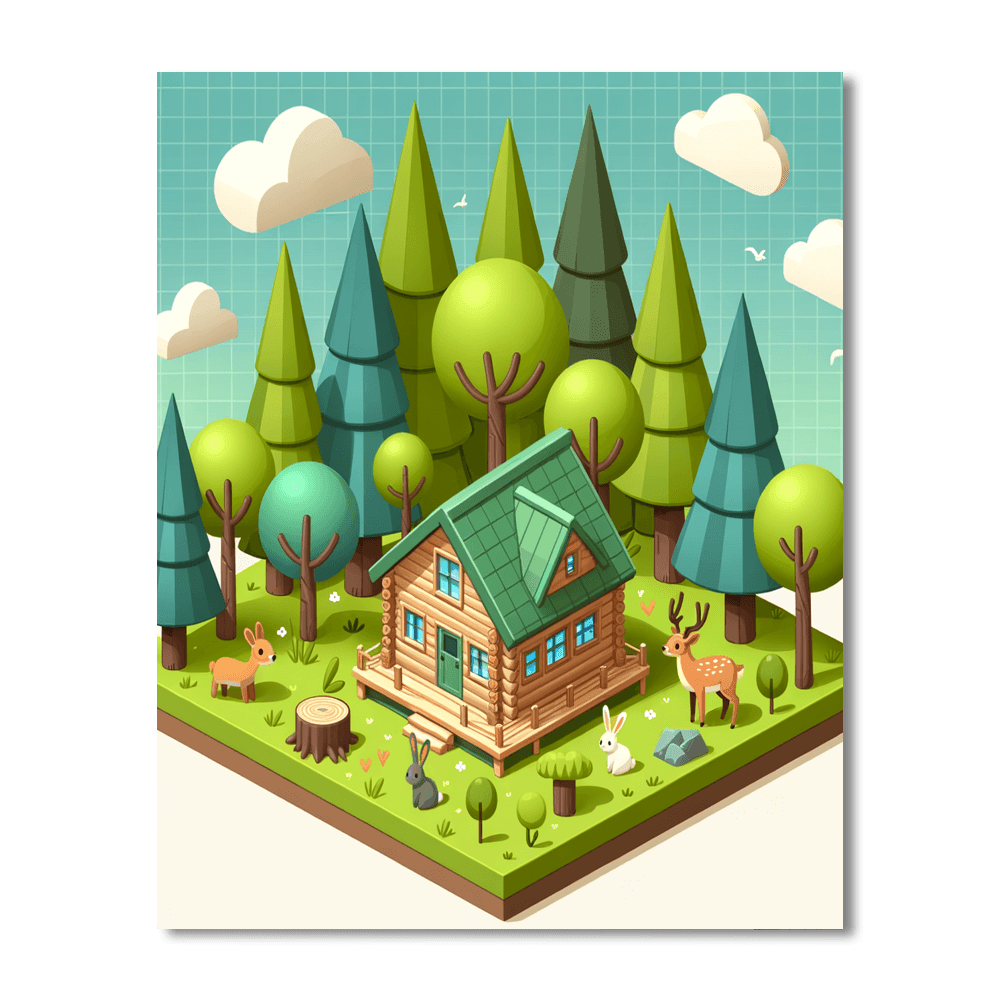 Cozy Woodland Cabin DIY Paint By Numbers