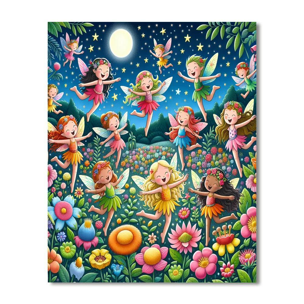 Festive Fairies In Flight Number Painting