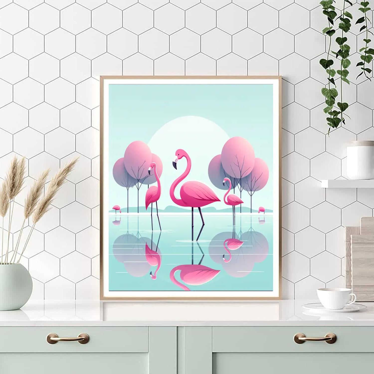Fancy Flamingo Flock Painting Number Kit