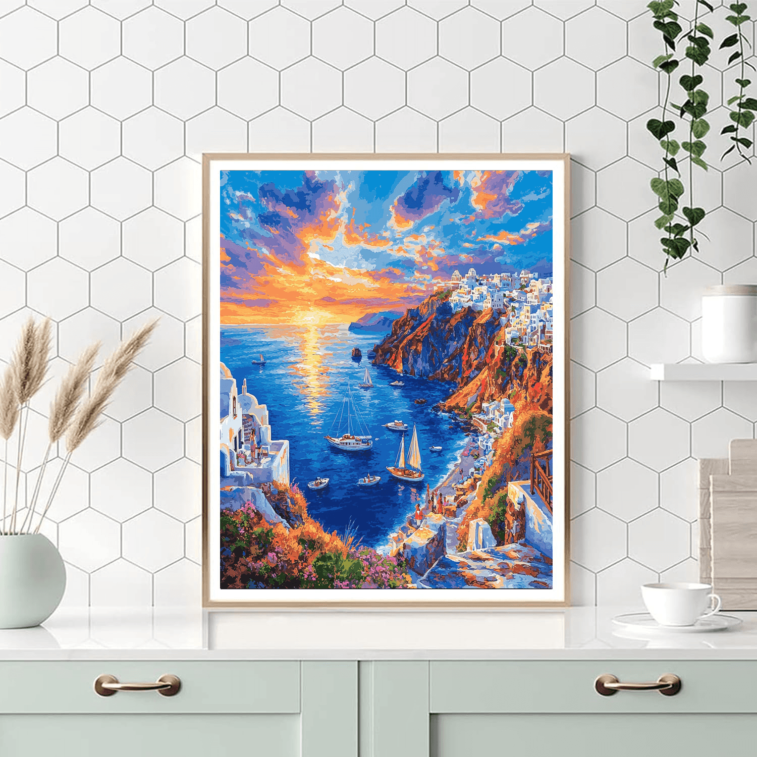 Santorini's Caldera Numbered Painting Kits