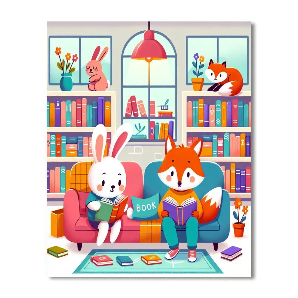 Cozy Animal Library Painting Number Kit