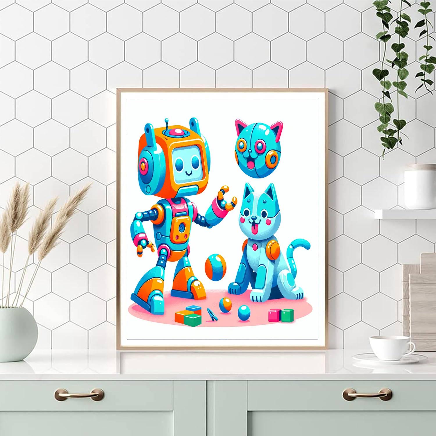 Funny Robot Pets Painting Number Kit