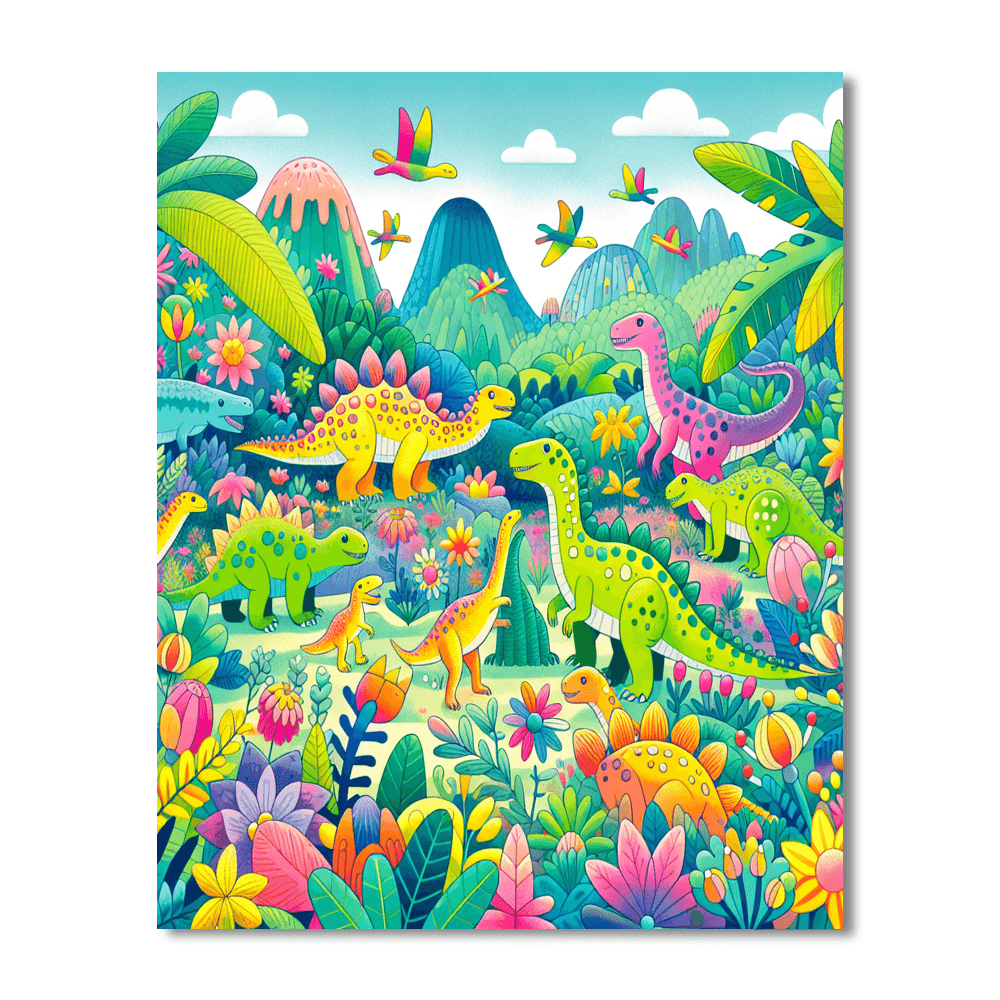 Whimsical Dinosaurs Paint By Numbers Art