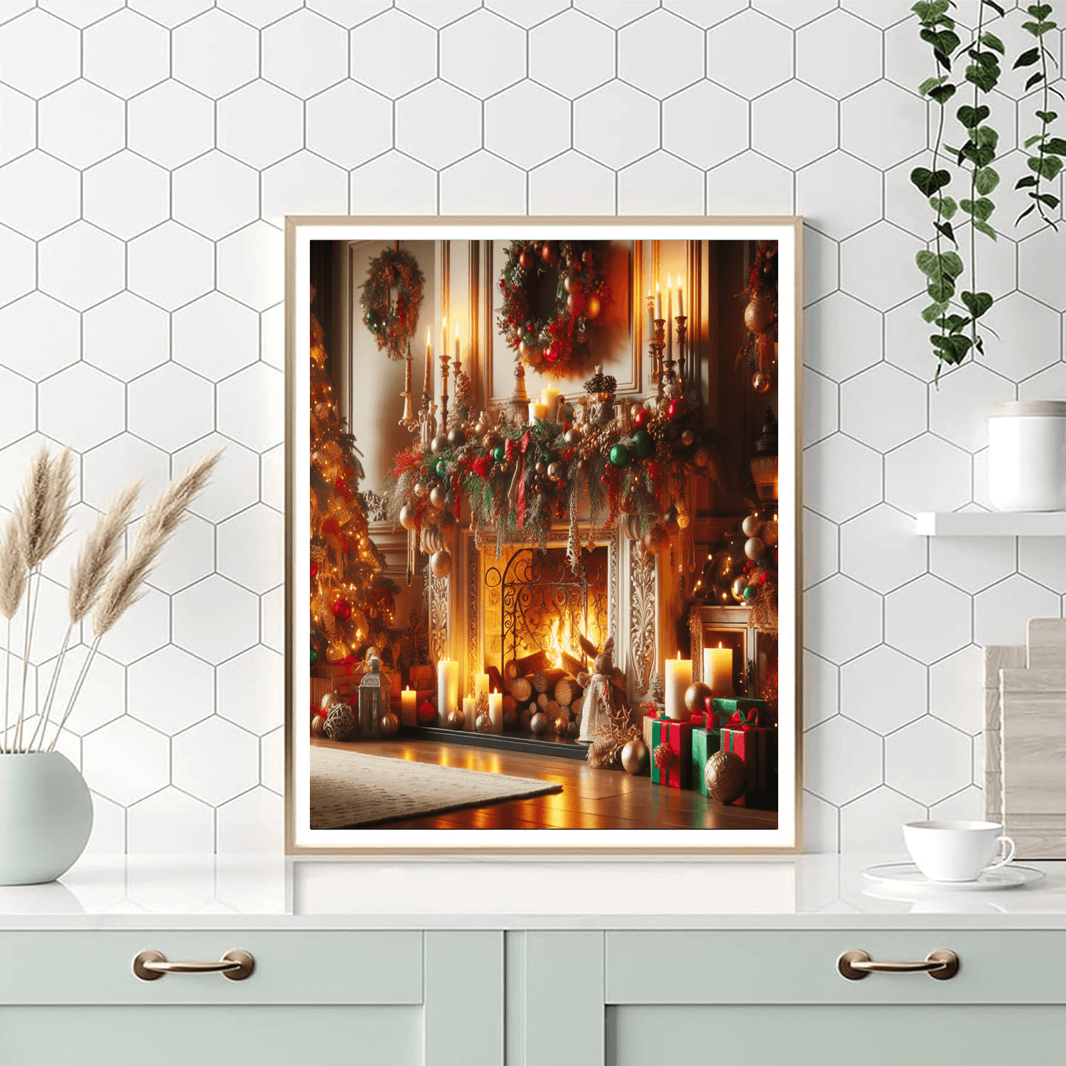 Festive Holiday Hearth Number Painting