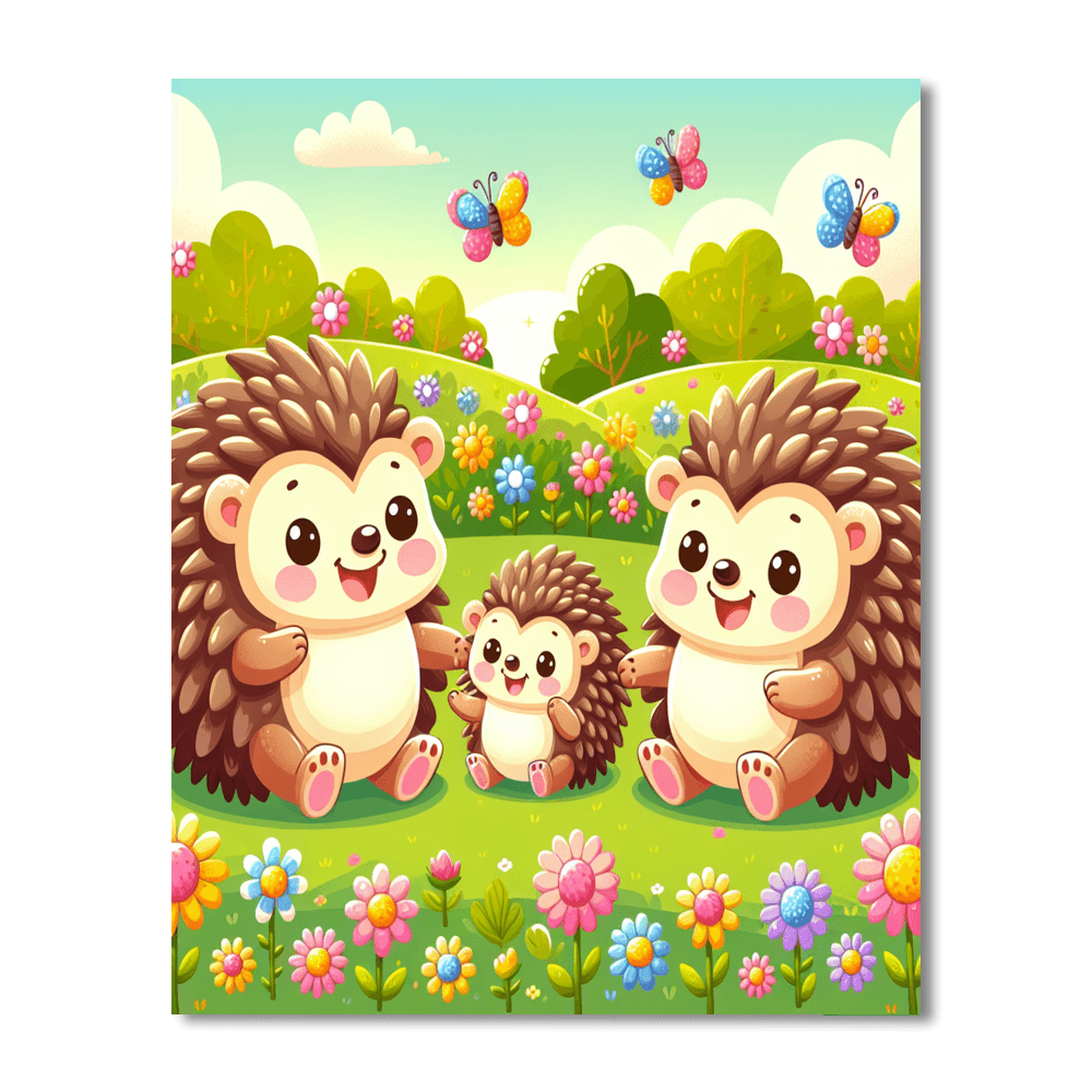 Happy Hedgehog Family Paint By Numbers Art
