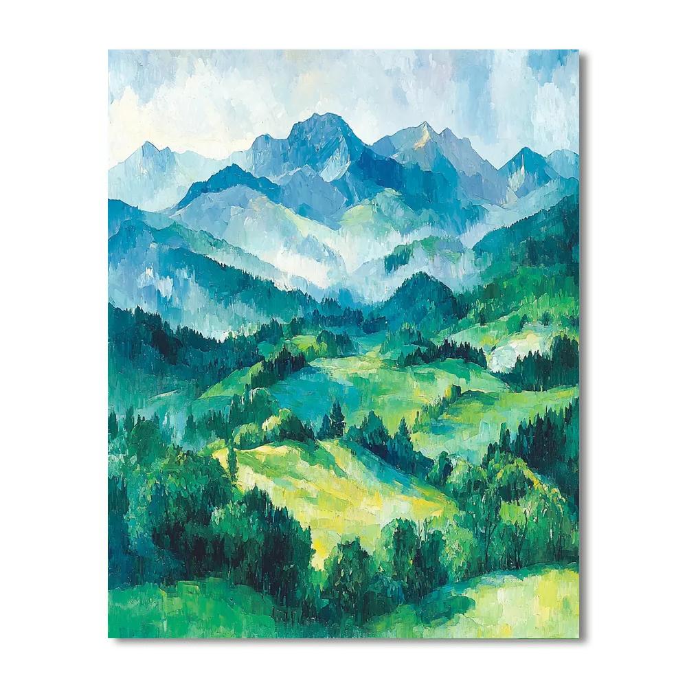 Paul Cézanne Inspired Misty Mountain Serenity  Painting By Numbers Kit