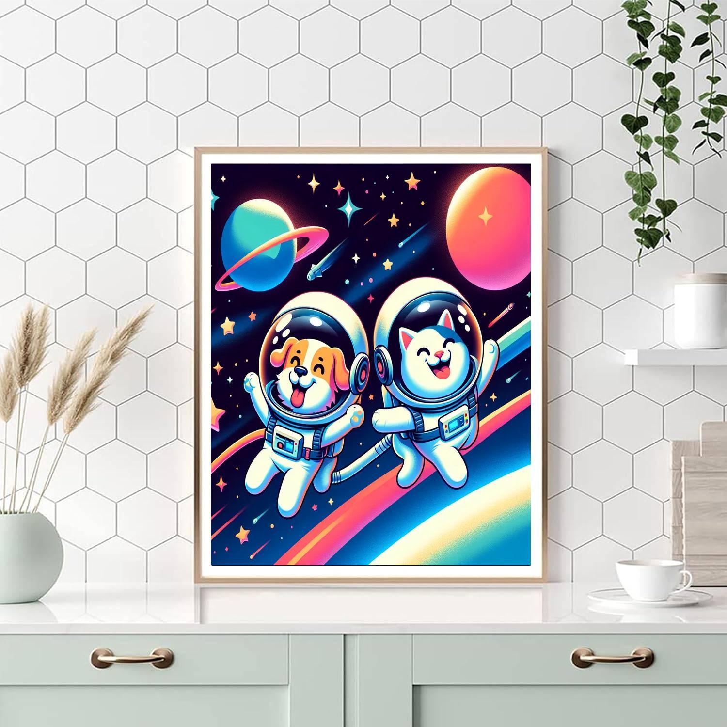 Outer Space Animals Paint By Numbers Art