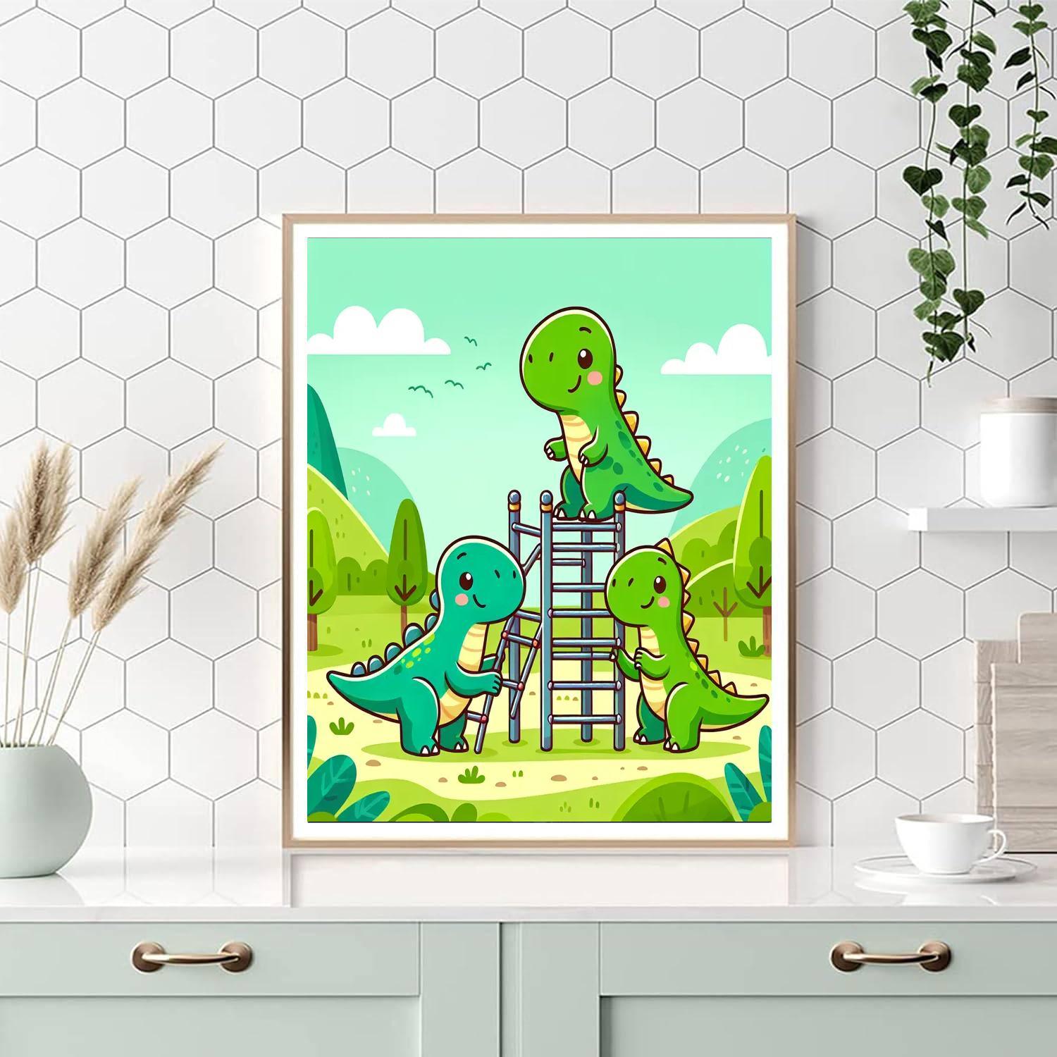 Friendly Dino Playground Painting By Numbers Kit
