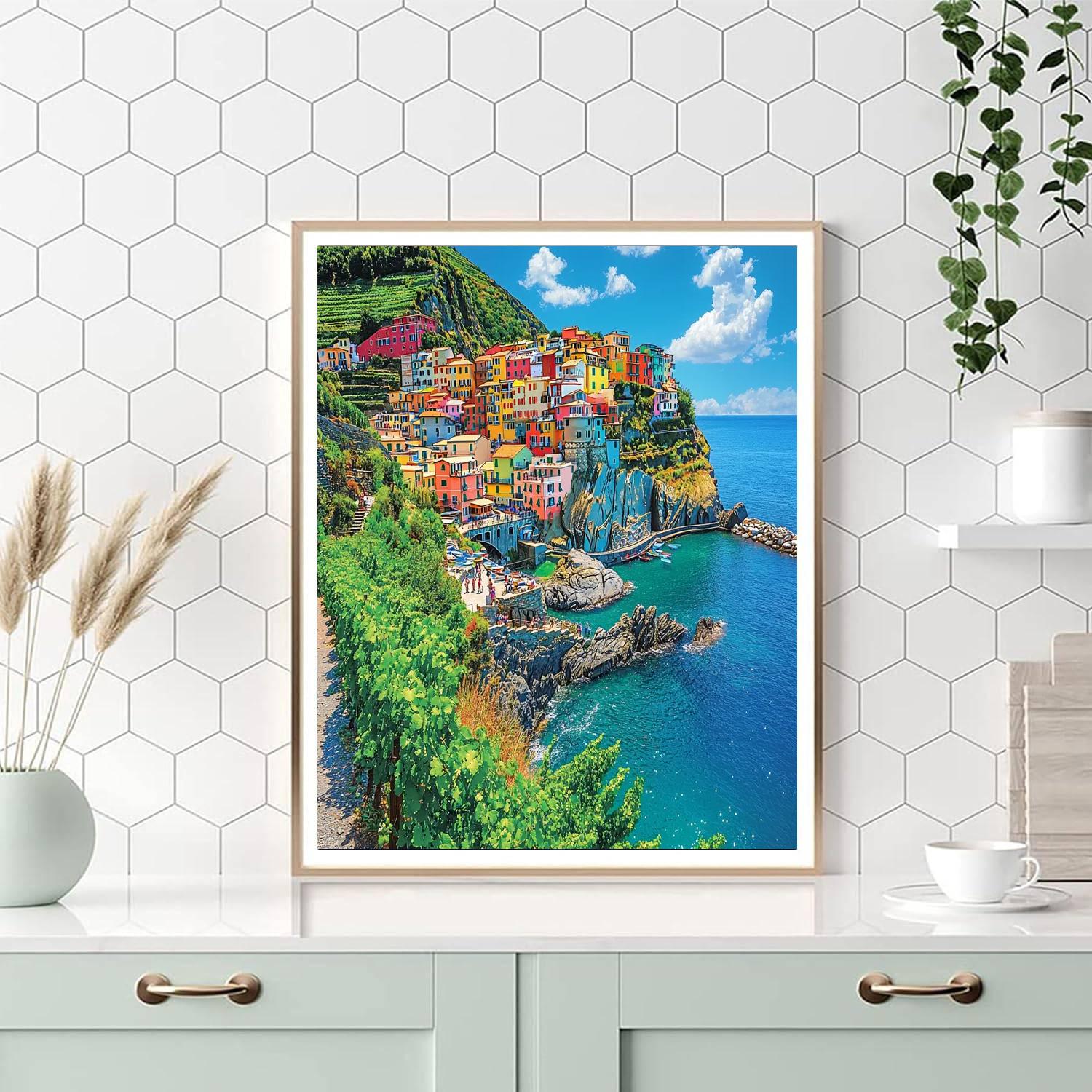 Cinque Terre Coast Trail Number Painting