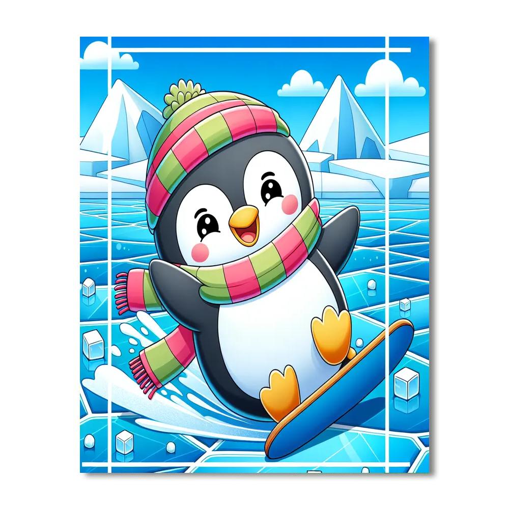 Whimsical Penguin Number Painting