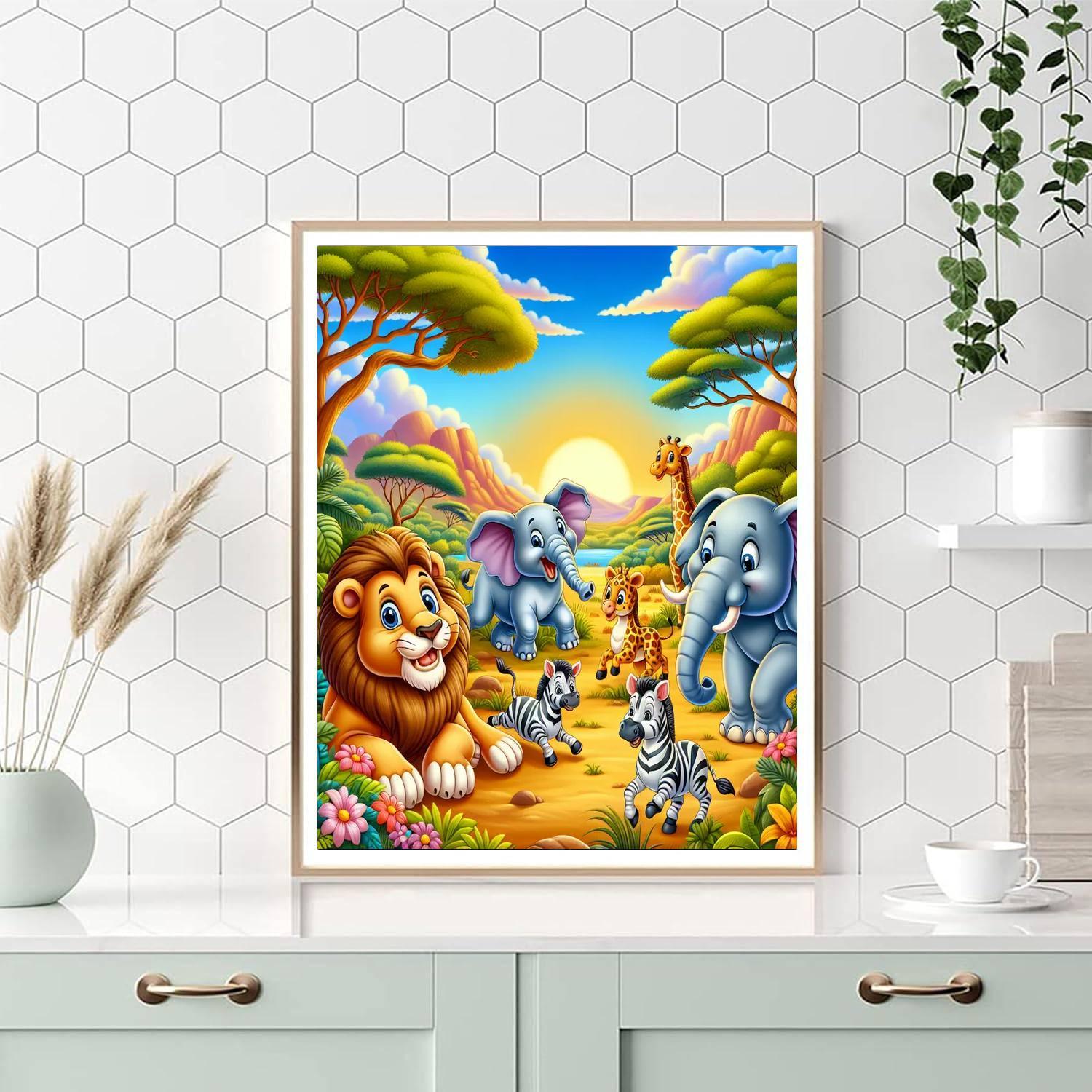 Rainbow Safari For Kids Numbered Painting Kits