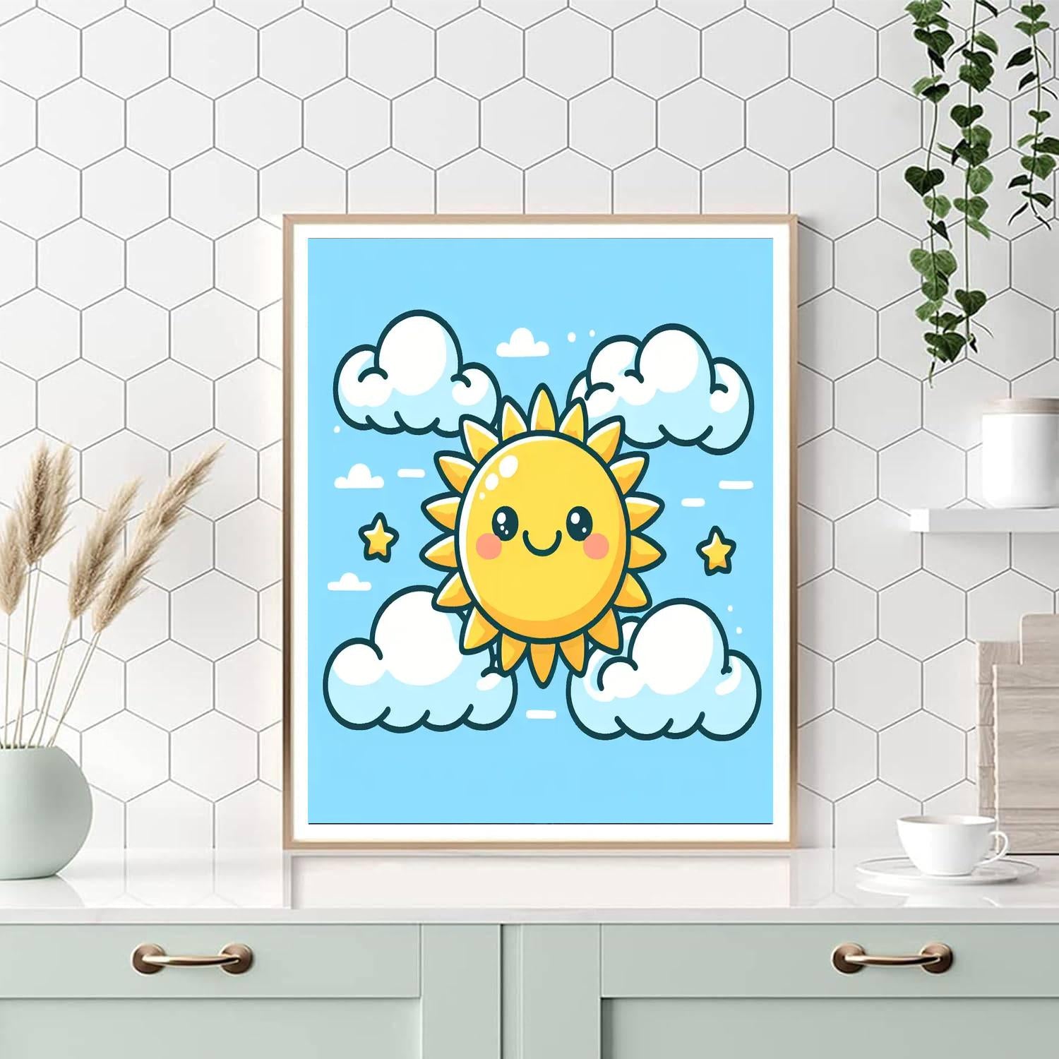 Bright Sunshine And Clouds DIY Paint By Numbers