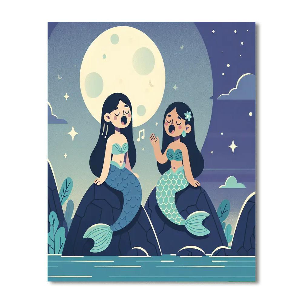Moonlit Mermaid Serenade Paint By Numbers Art