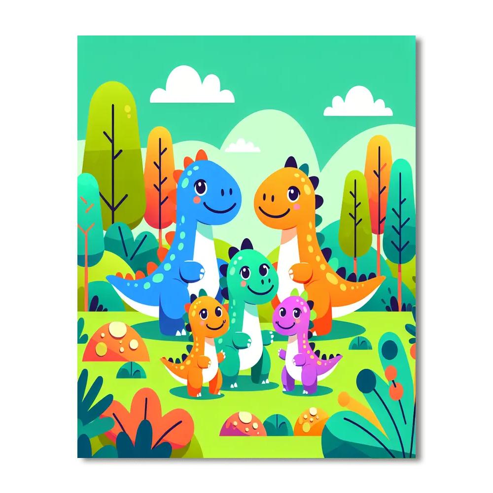 Silly Dinosaur Family Numbered Painting Kits