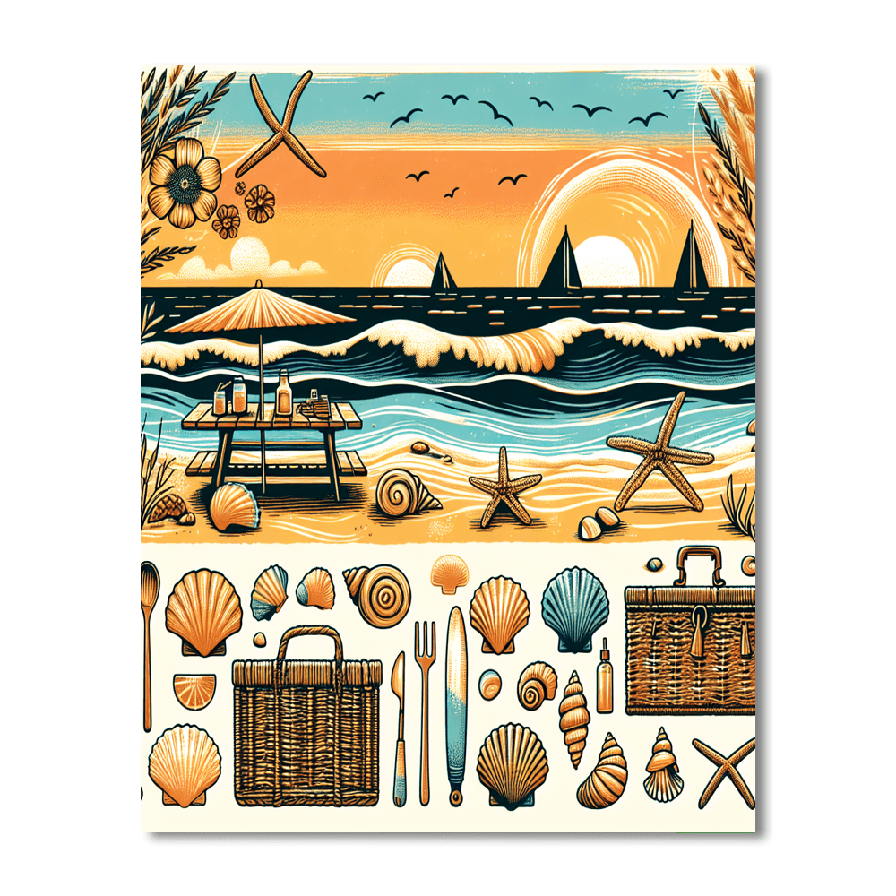 Bohemian Coastal Retreat Number Painting