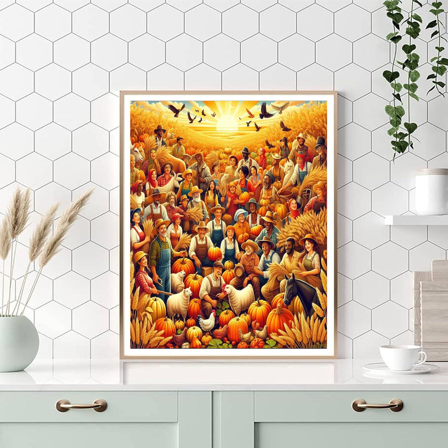 Golden Harvest Festival Number Painting