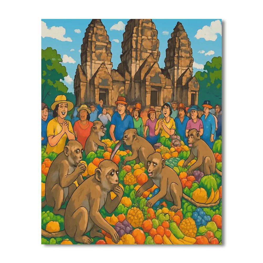 Lopburi Monkey Banquet Festival - Lopburi Paint By Numbers Kits