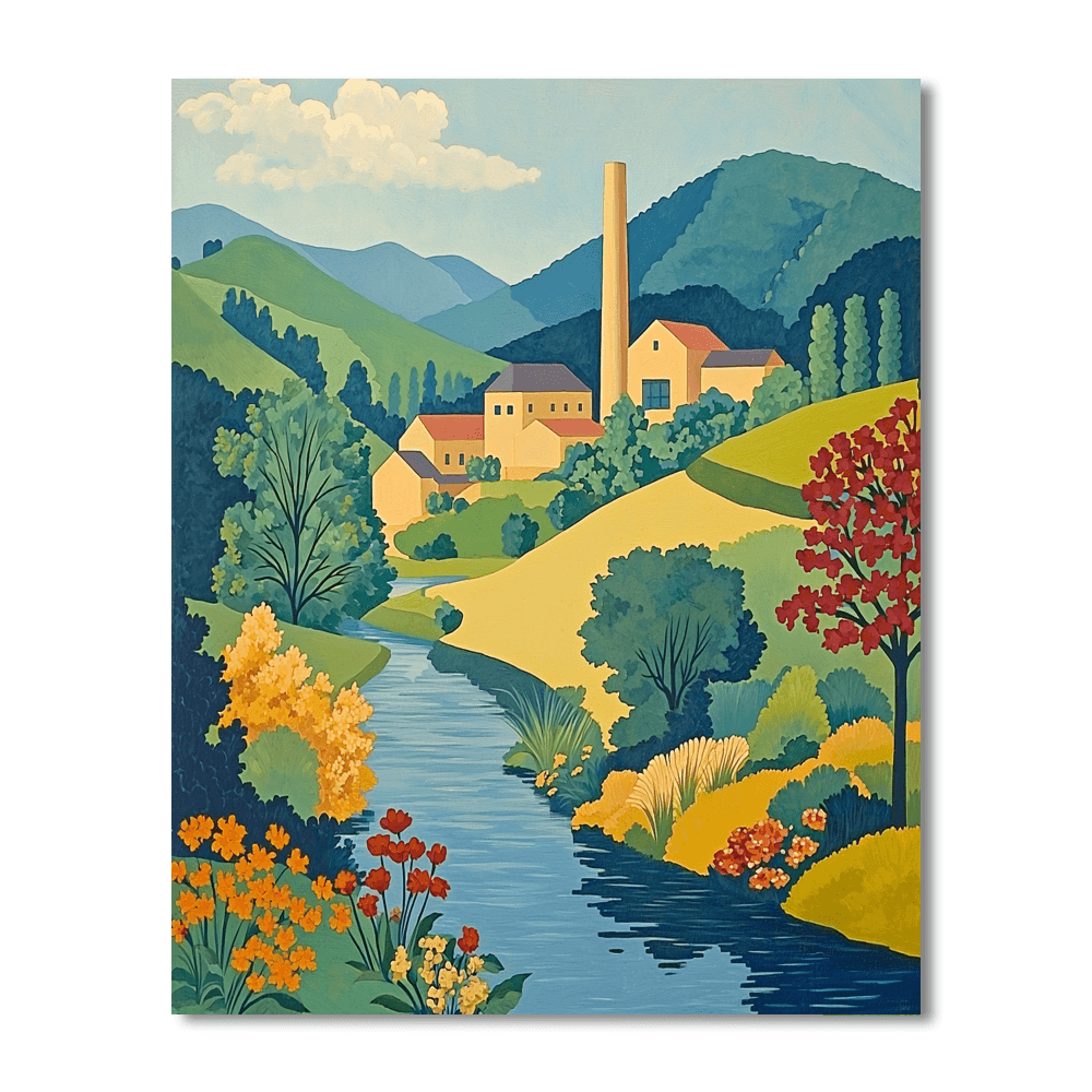 Charles Sheeler Inspired Industrial Harmony  DIY Paint By Numbers