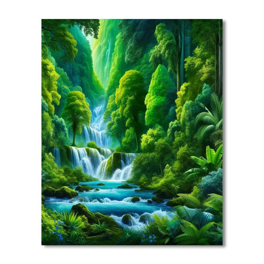 Cascading Forest Falls Paint By Numbers