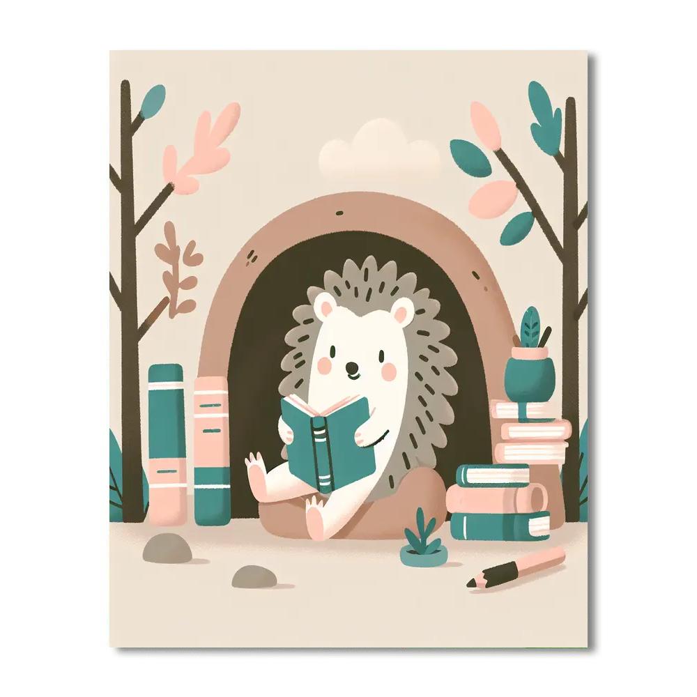 Wise Hedgehog's Reading Den Paint By Color