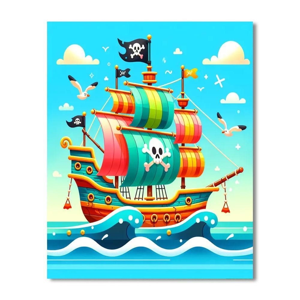 Funny Pirate Ship Paint By Numbers Art