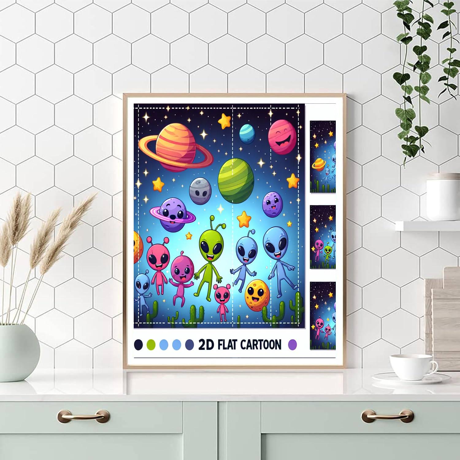 The Friendly Space Aliens DIY Paint By Numbers