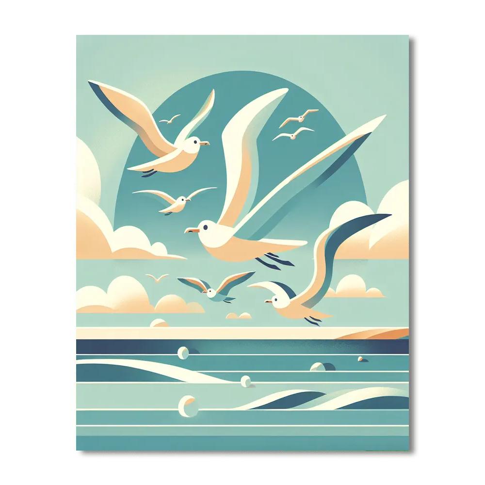 Soaring Seagulls Numbered Painting Kits