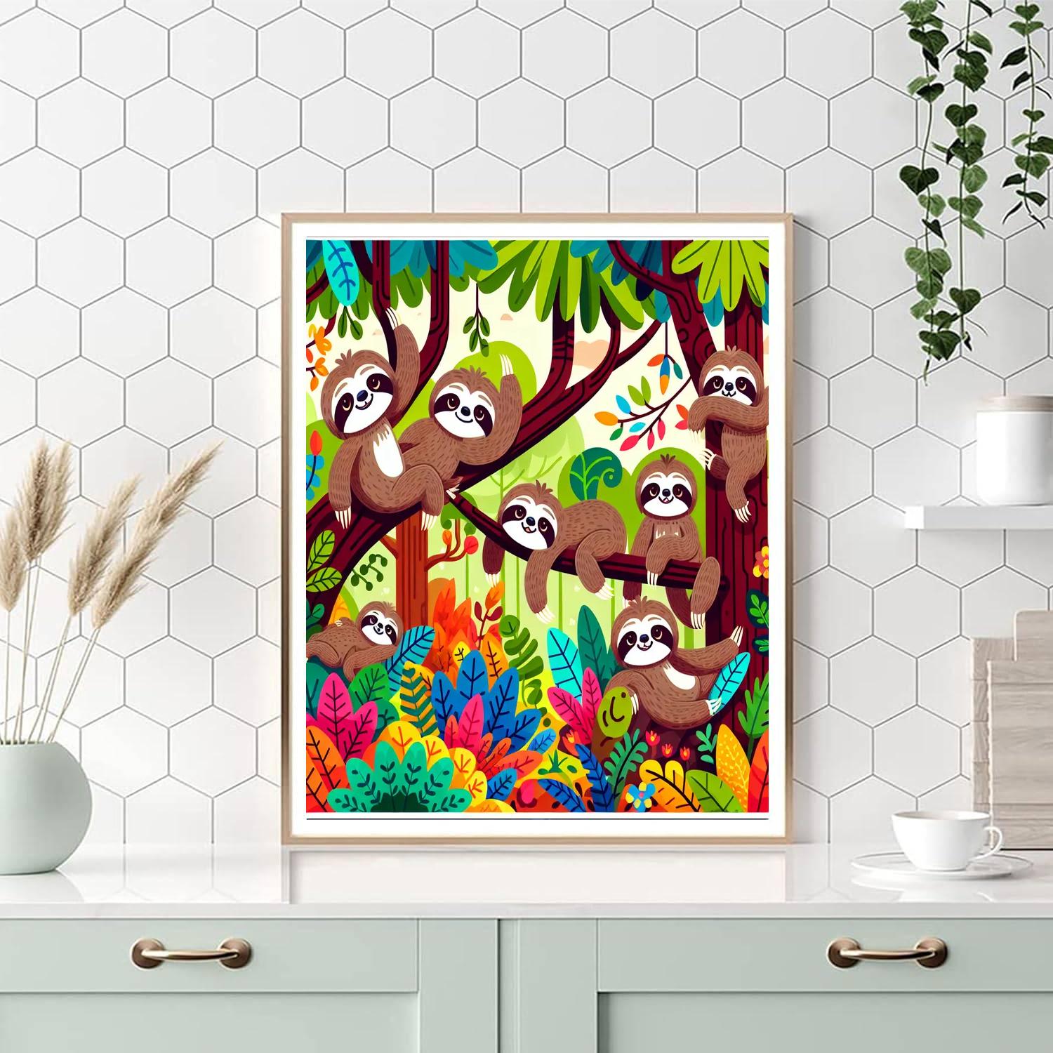 Sassy Sloths Painting Number Kit