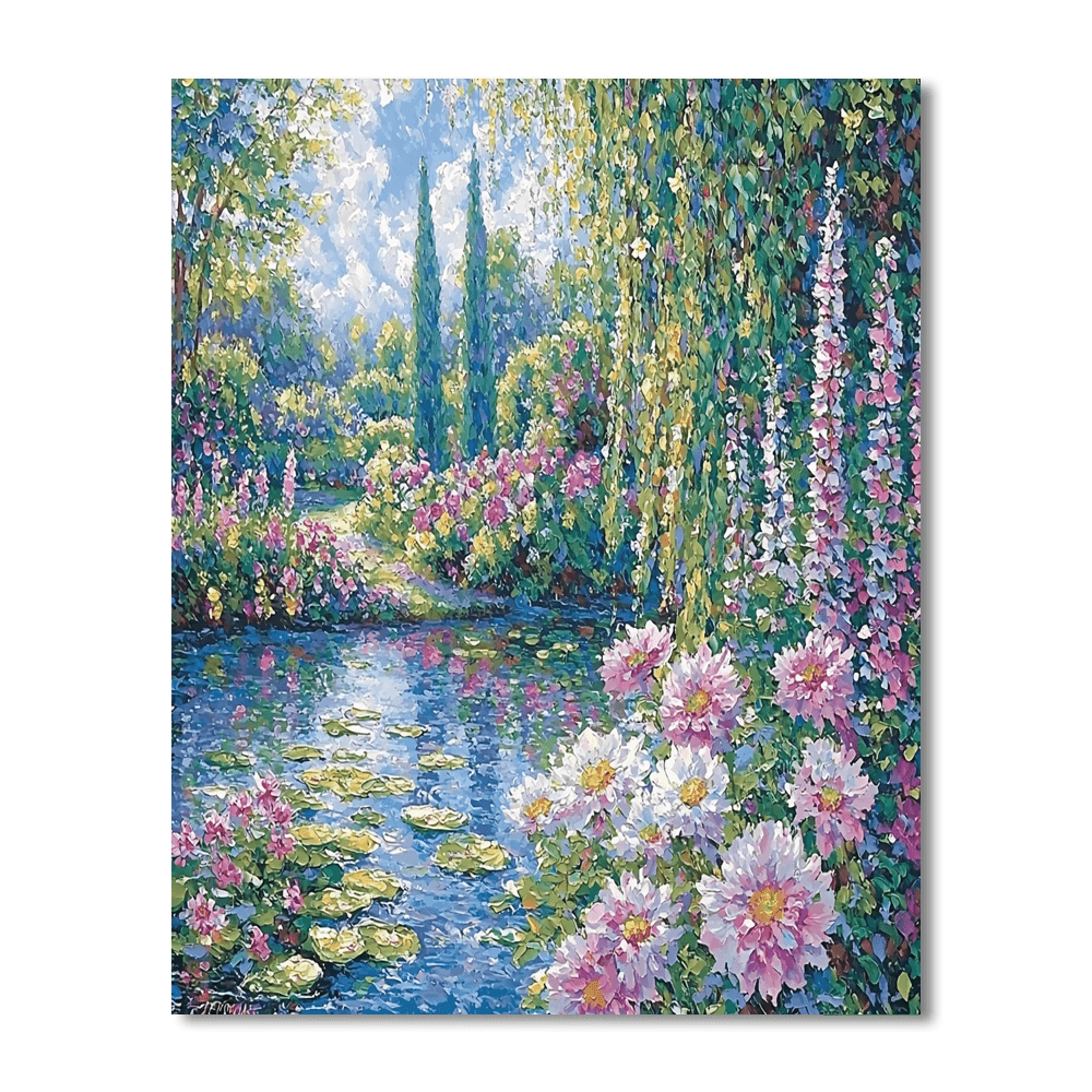 Claude Monet Inspired Ethereal Garden Of Flowers  Paint By Numbers Art