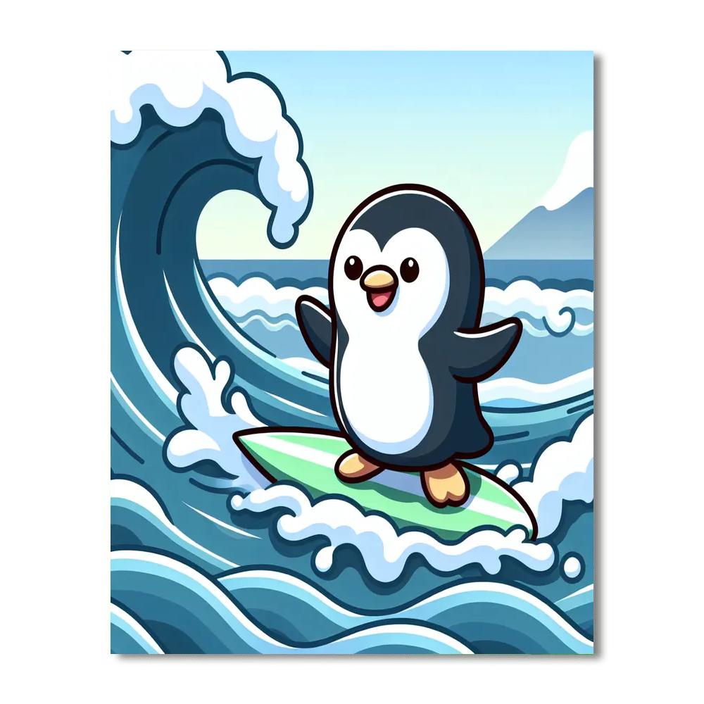 Surfing Penguin Adventure DIY Paint By Numbers