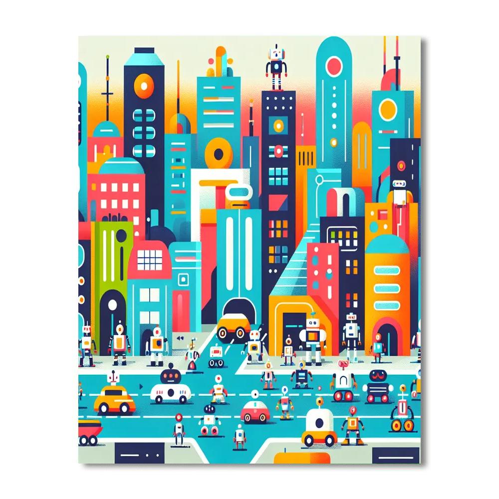 Robot City Wonders Paint By Numbers Art