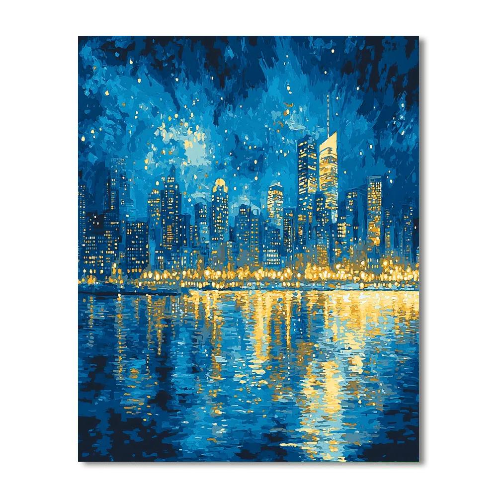 Hopper Inspired Glistening Night Lights  Number Painting