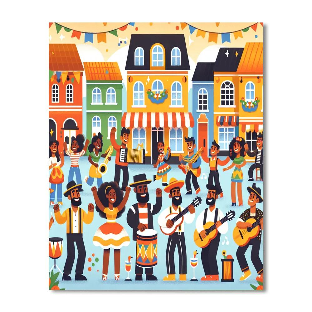 Festive Town Celebration Paint By Numbers Art
