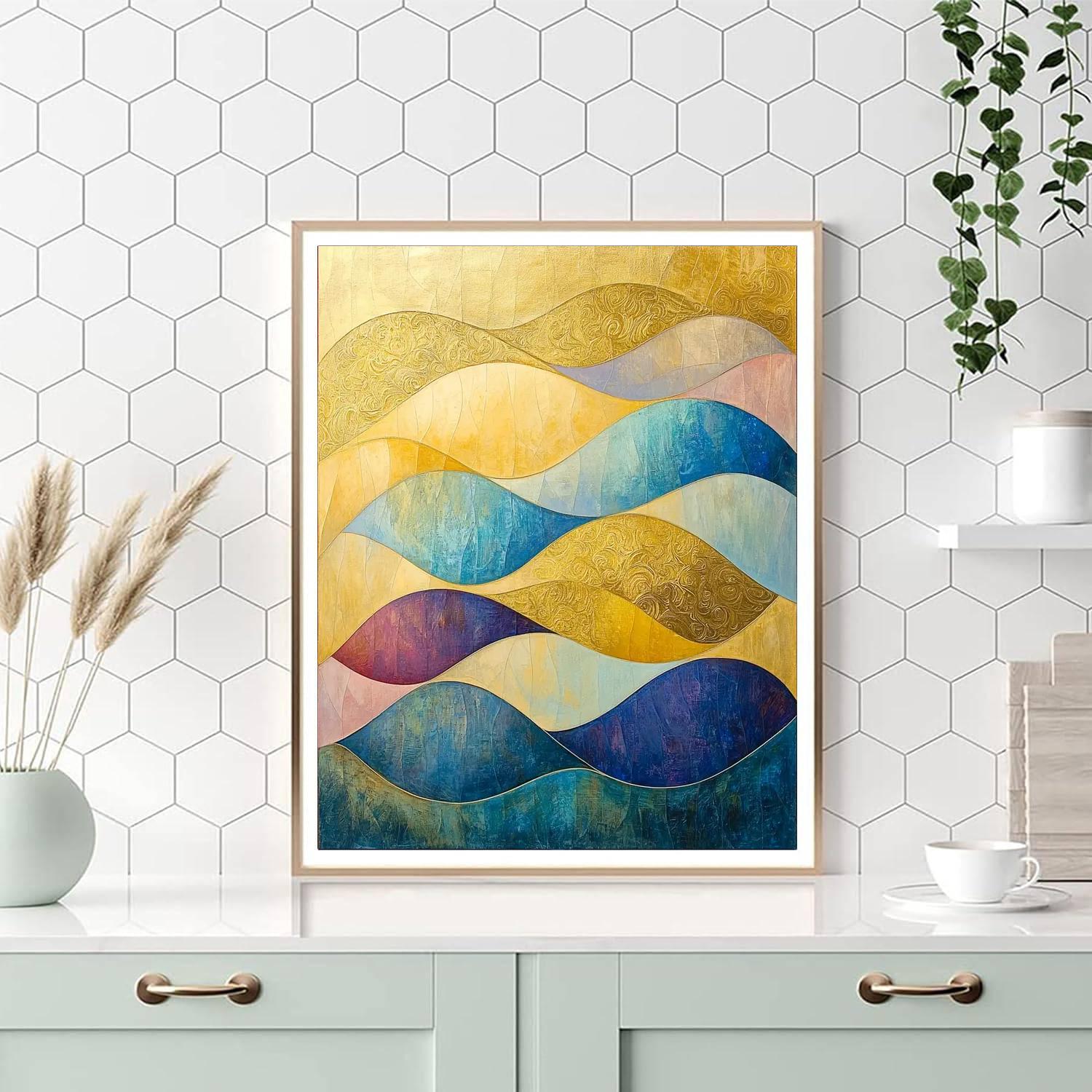 Gustav Klimt Inspired Golden Waves Of Serenity  Paint By Numbers Kits