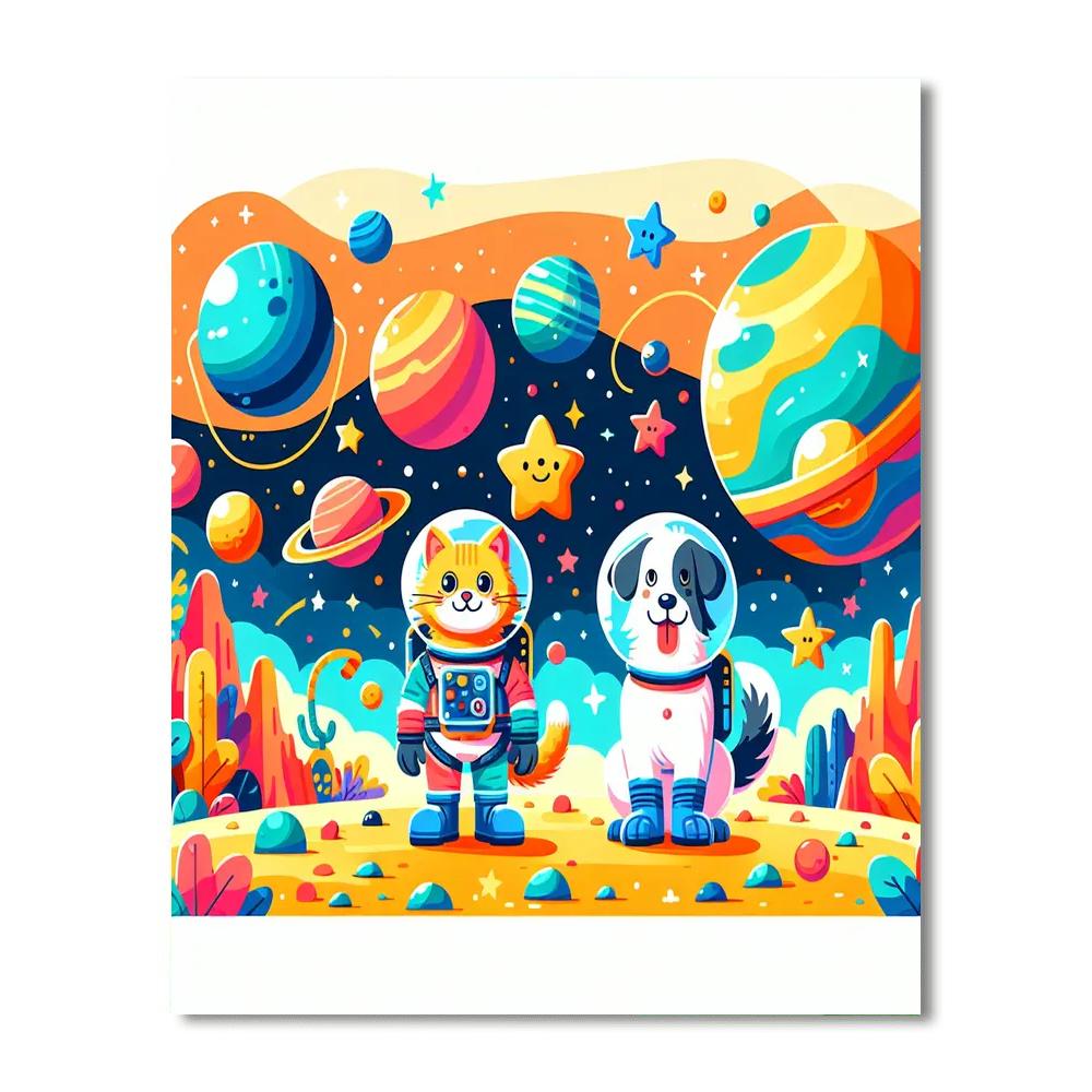 Animal Space Adventure Paint By Numbers Art