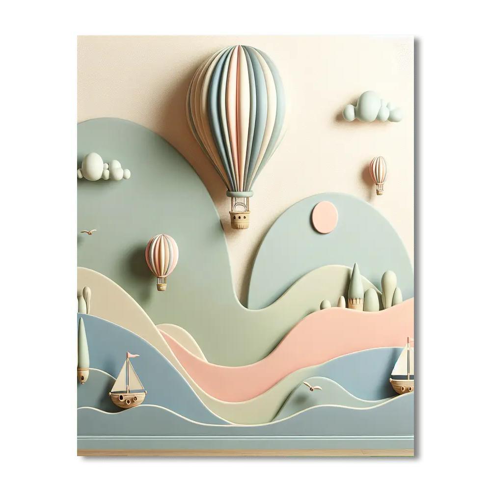 Vintage Hot Air Balloon Journey Paint By Color