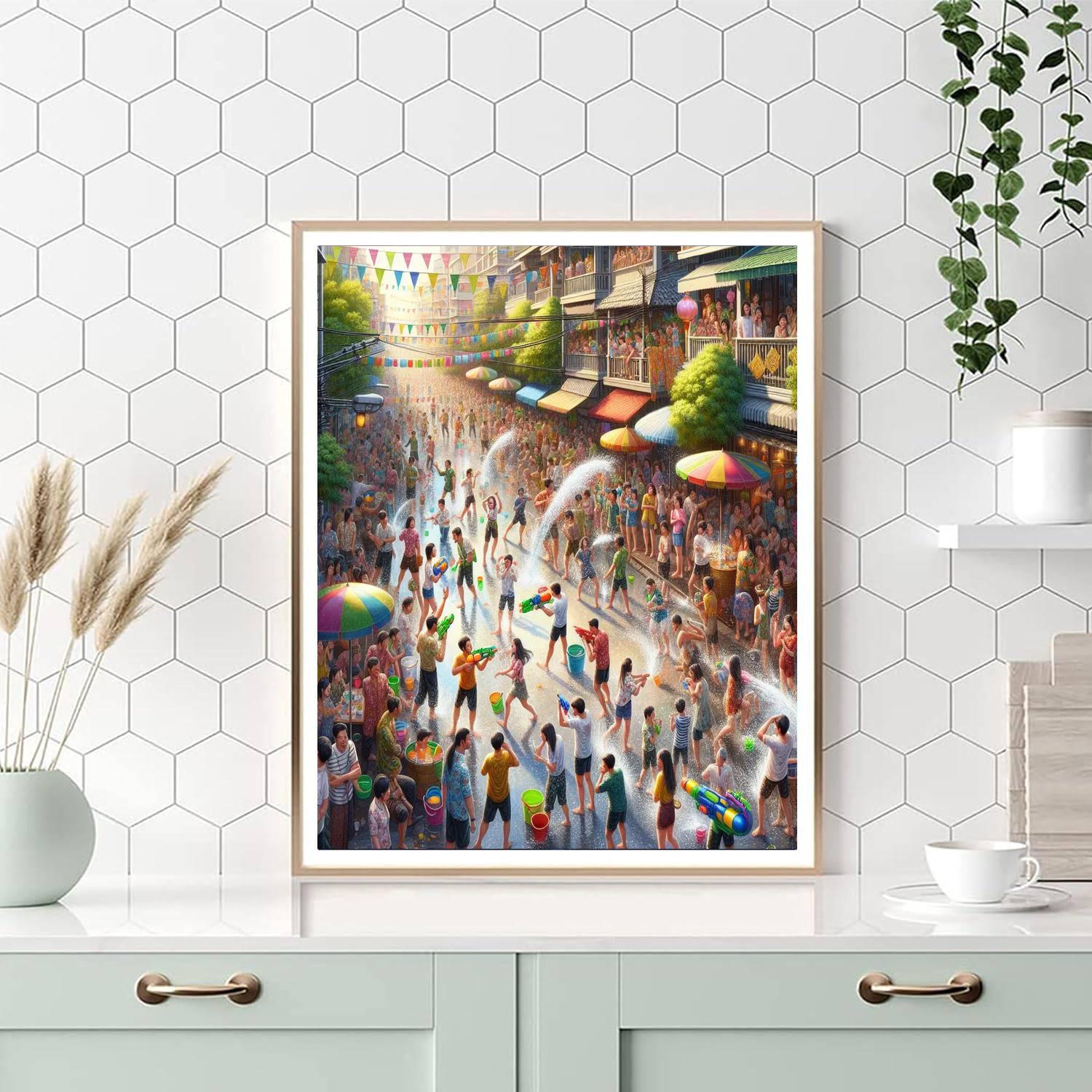 Songkran Water Festival - Bangkok, Thailand Paint By Numbers