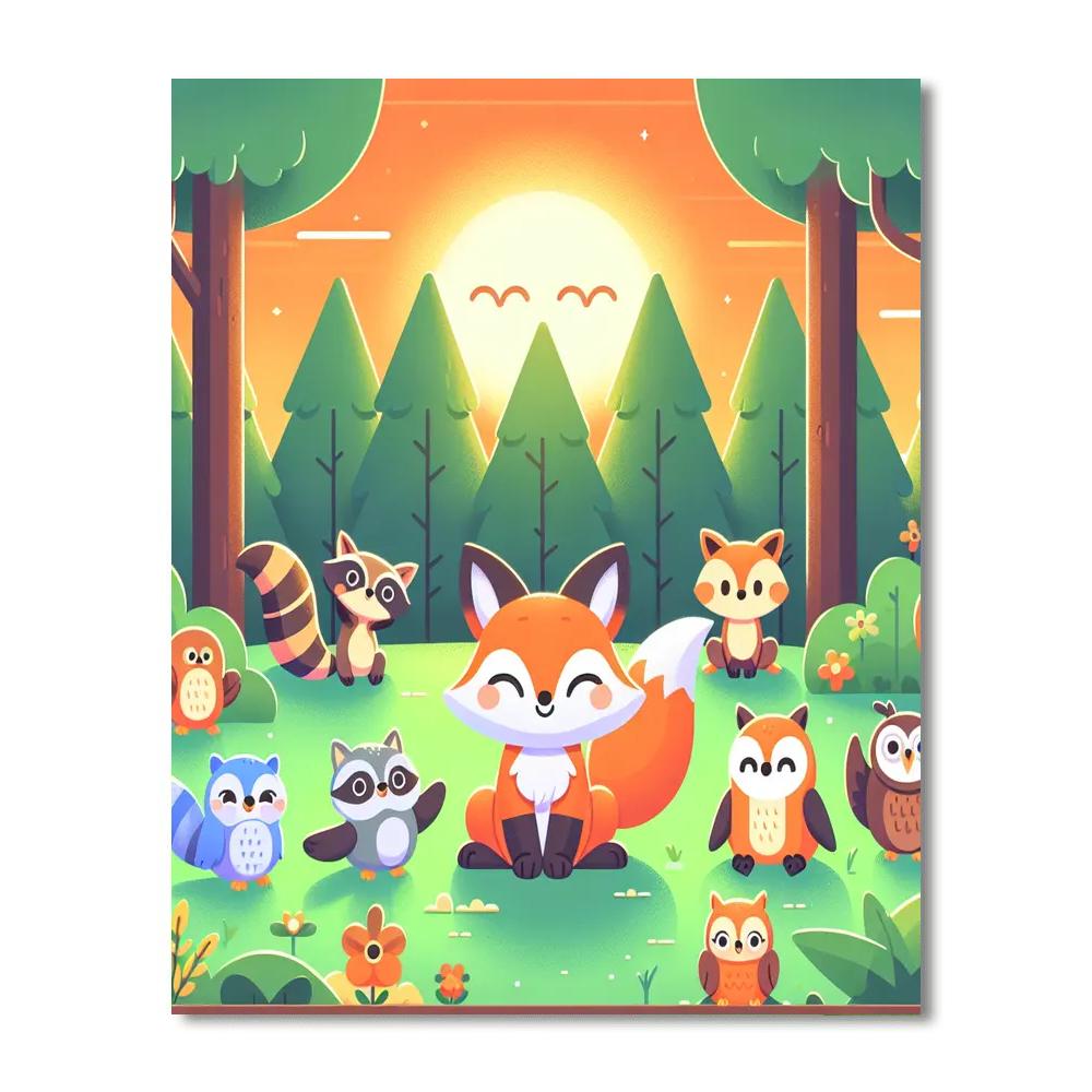 Cuddly Forest Creatures Paint By Numbers Art