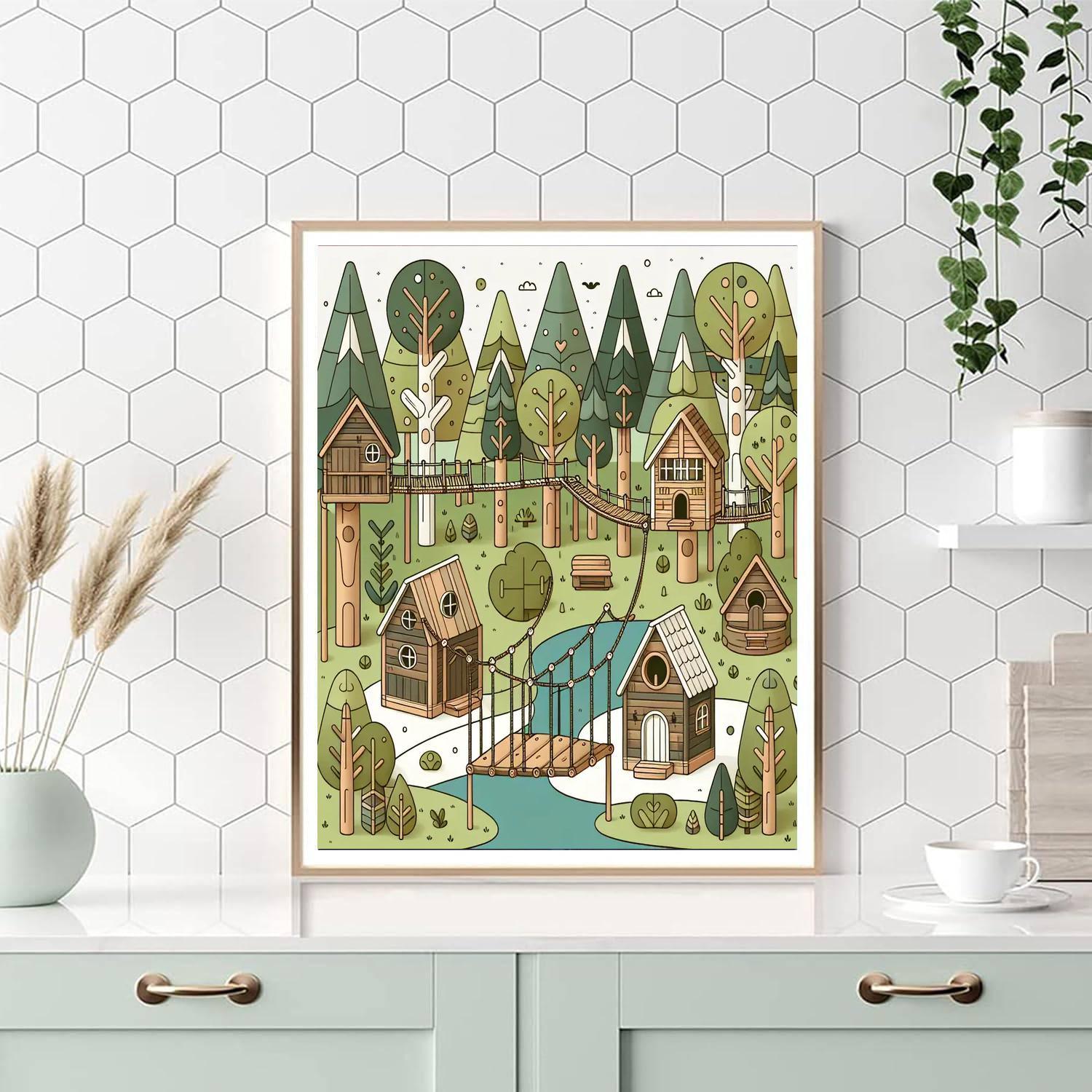 Whimsical Treehouse Village Paint By Number