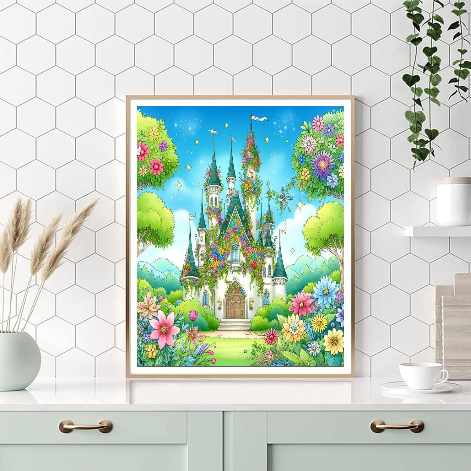 Colorful Fairytale Castle Paint By Numbers Art