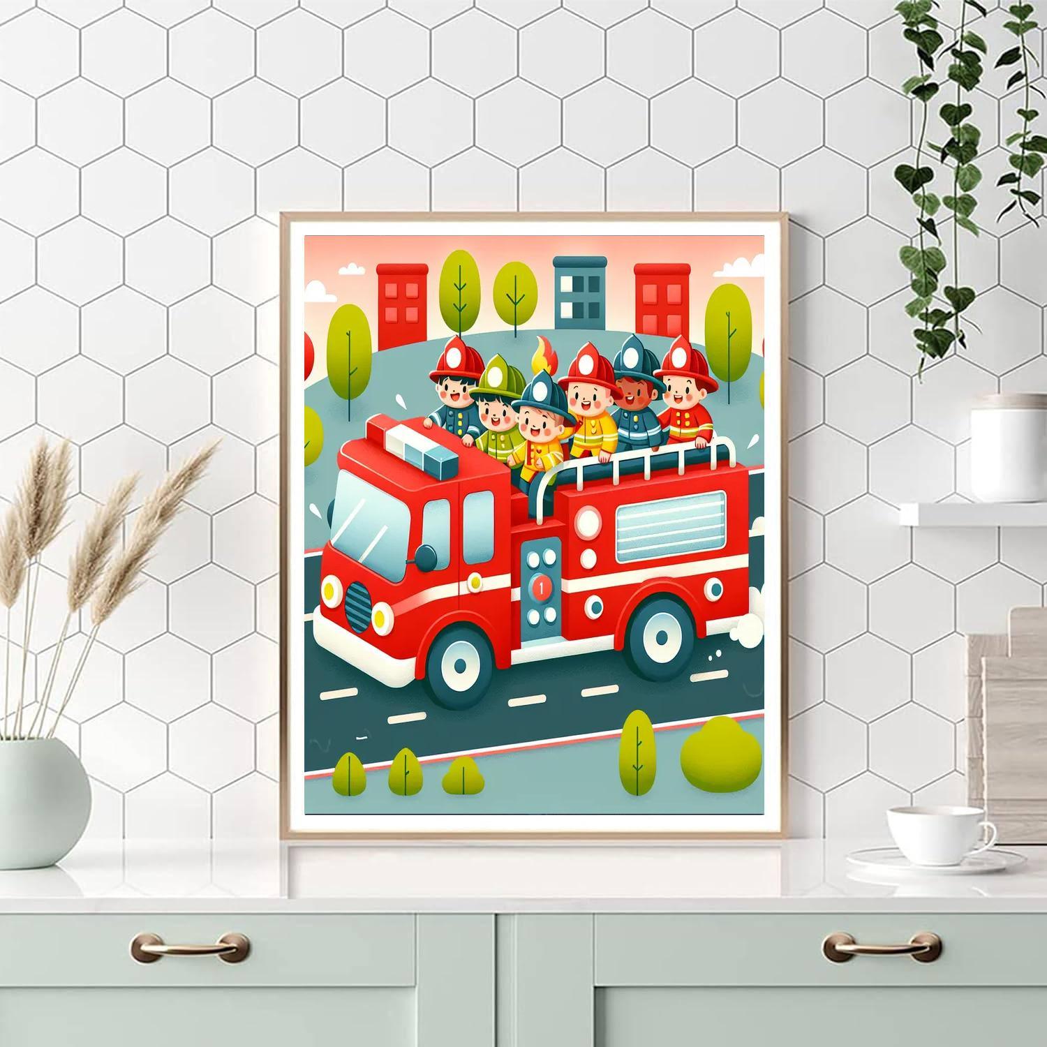 Bright Firetruck Painting By Numbers Kit