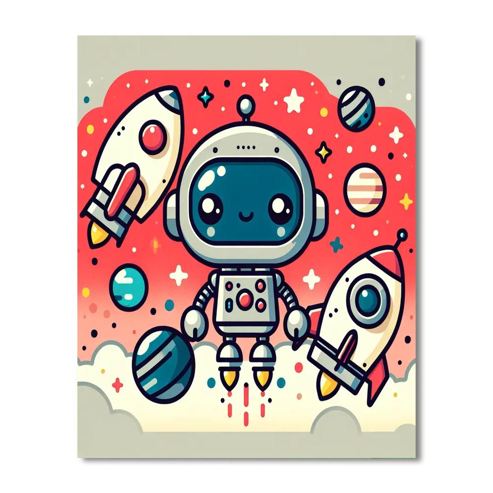 Space Robots And Rocketships Number Painting