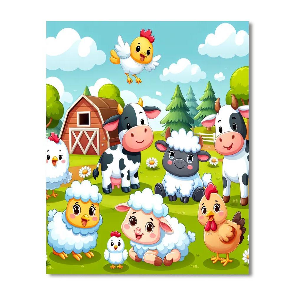 Animal Friends On A Farm Numbered Painting Kits